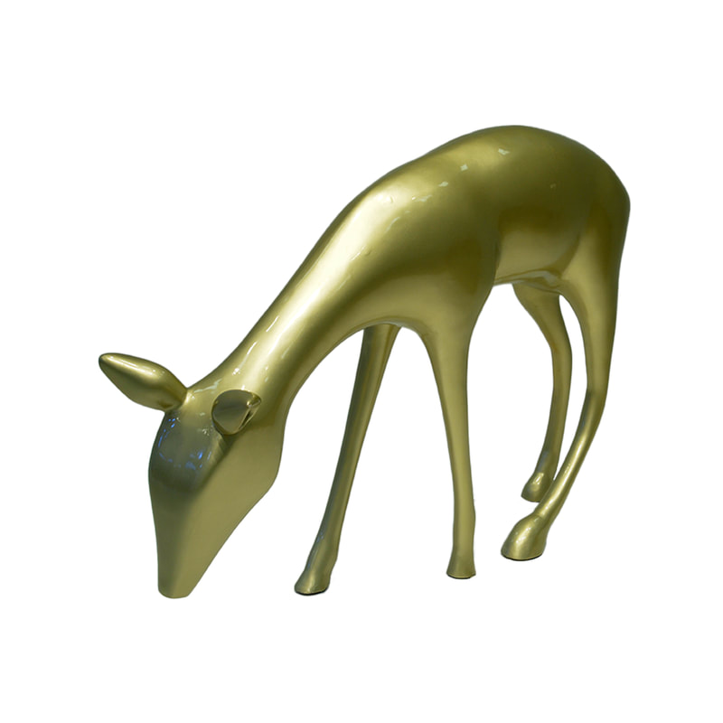 P-PH120-GD 127cm high stylized grazing gold reindeer