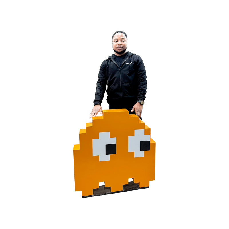 P-PH128-OR 60cm Pac-Man's ghost Clyde in orange