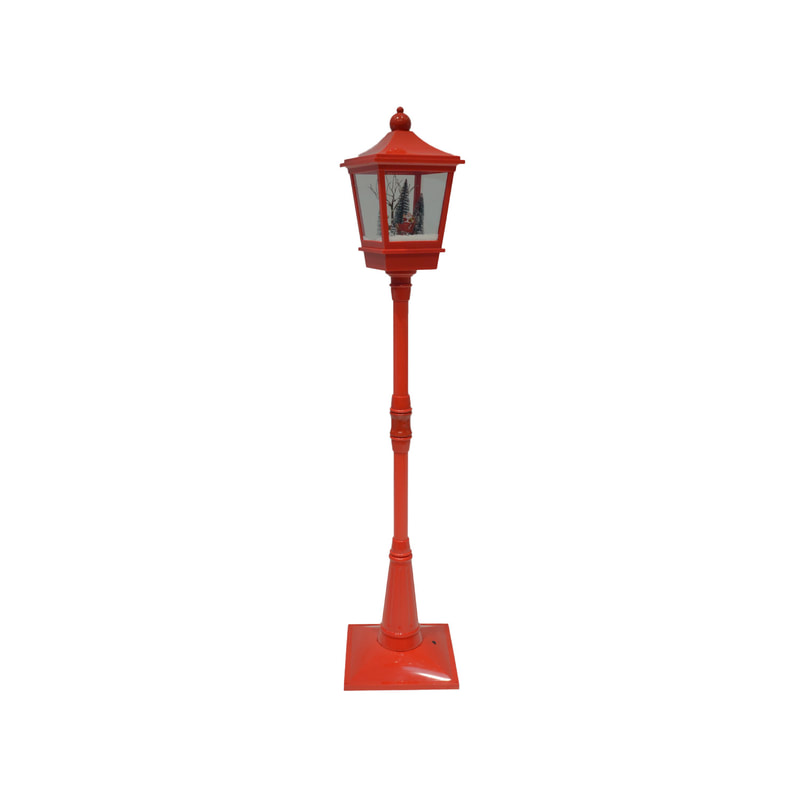 P-PH129-RE 189cm Christmas lamp post with a diorama display