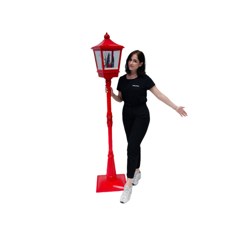 P-PH129-RE 189cm Christmas lamp post with a diorama display