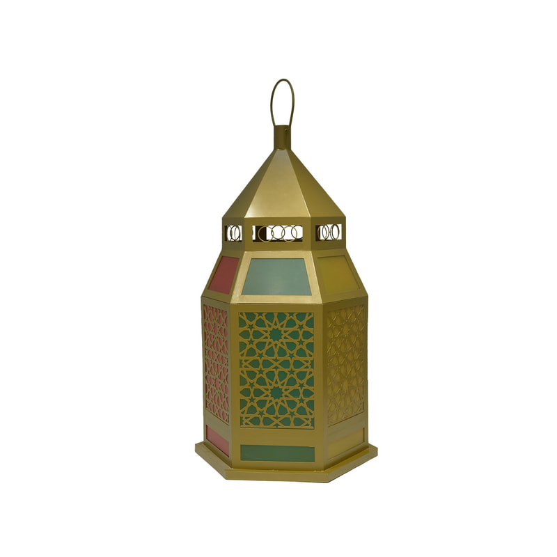 P-PH133-MC 240cm high giant arabic lantern with multicolour panels