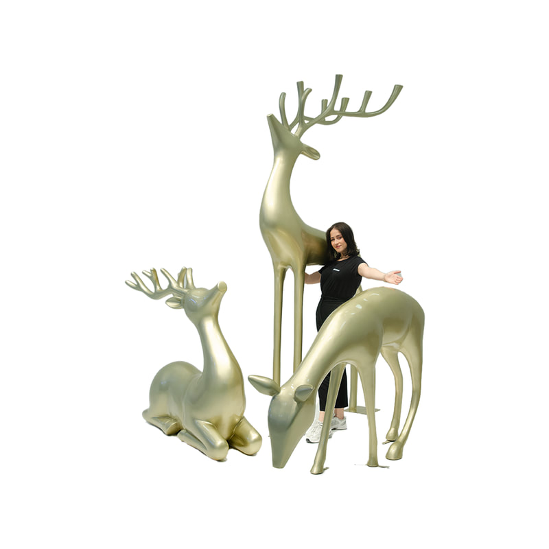 P-PH137-GD Type 1 giant gold deer set of 3