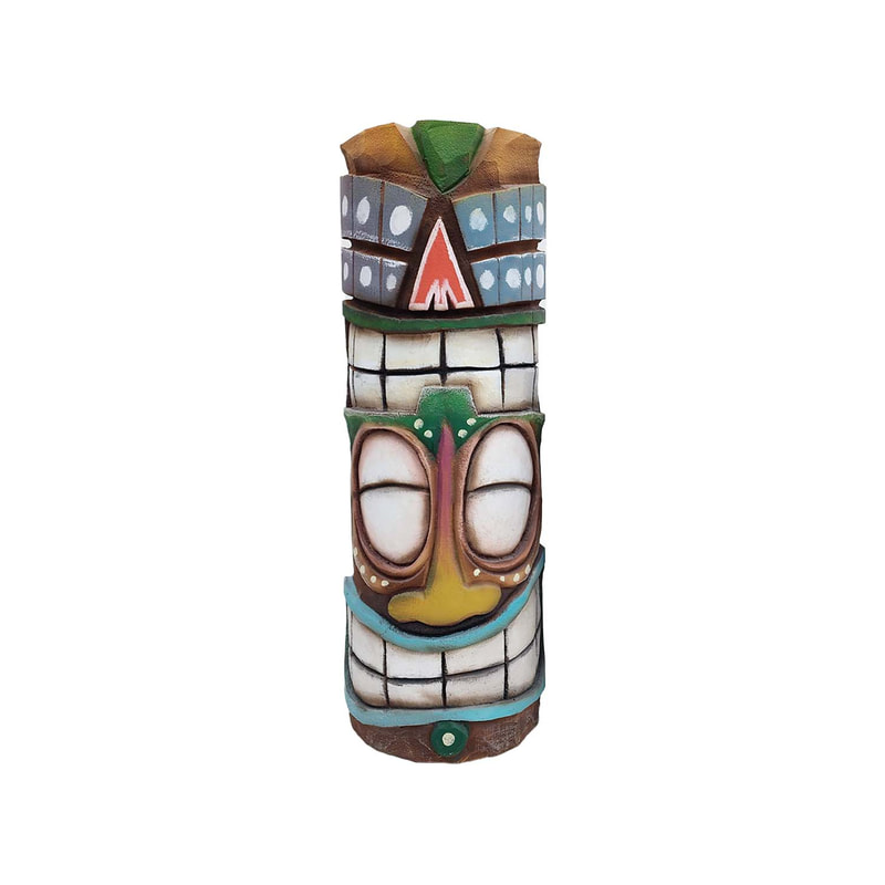 P-PH138-MC Type 1 Tiki Head statue finished in tropical colours  