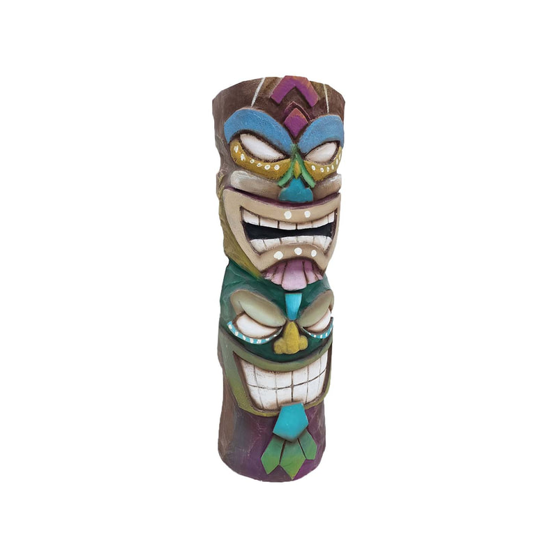 P-PH139-MC Type 2 Tiki Head statue finished in tropical colours
