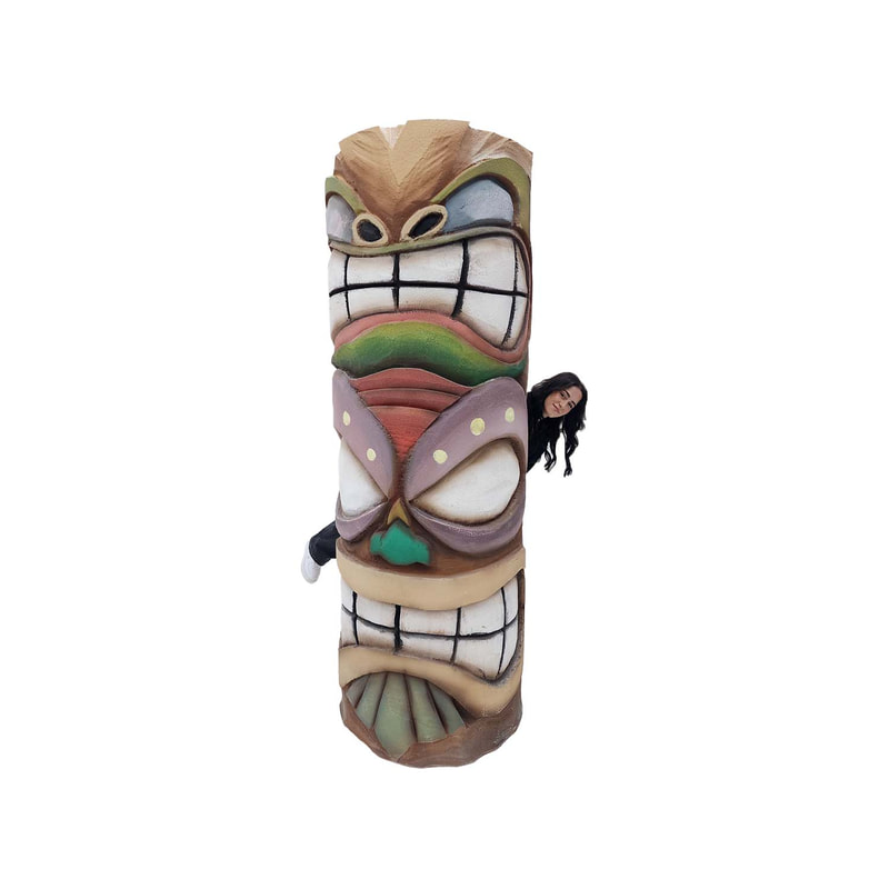 P-PH141-MC Type 4 Tiki Head statue finished in tropical colours  