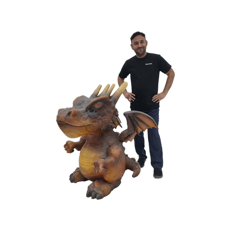 P-PH170-BR 120cm baby dragon with removable wings