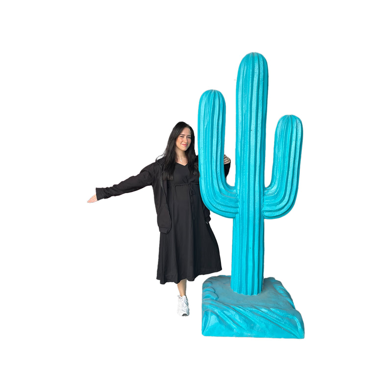 P-PH182-TQ Type 1 colourful cactus in turquoise