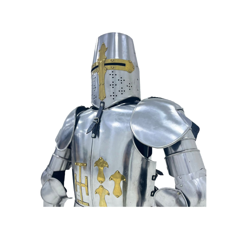 P-PH186-SI Type 1 standing suite of amour with gold detail  