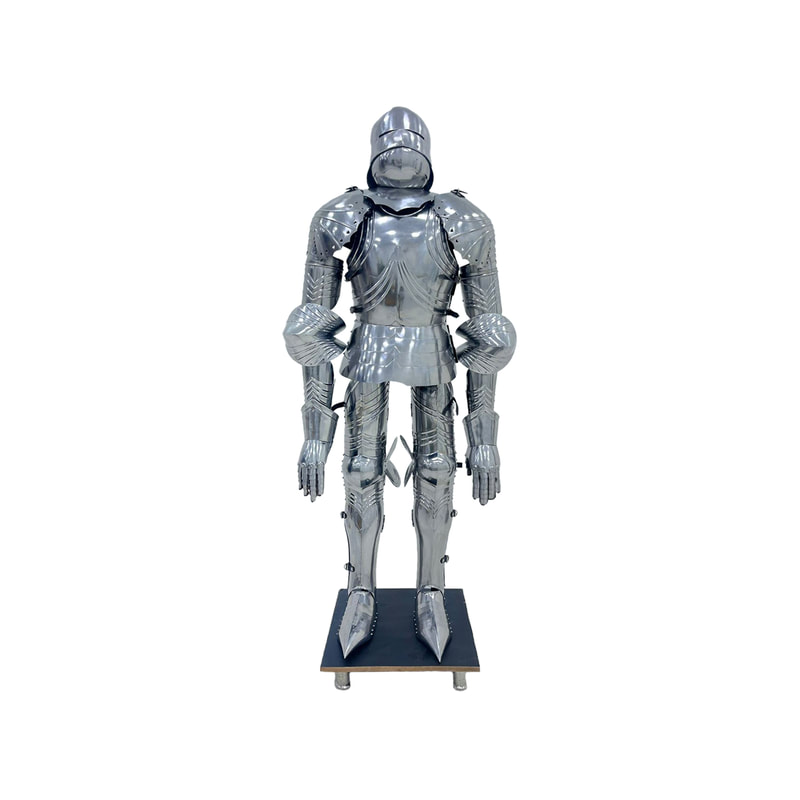 P-PH187-SI Type 2 standing suite of amour in silver