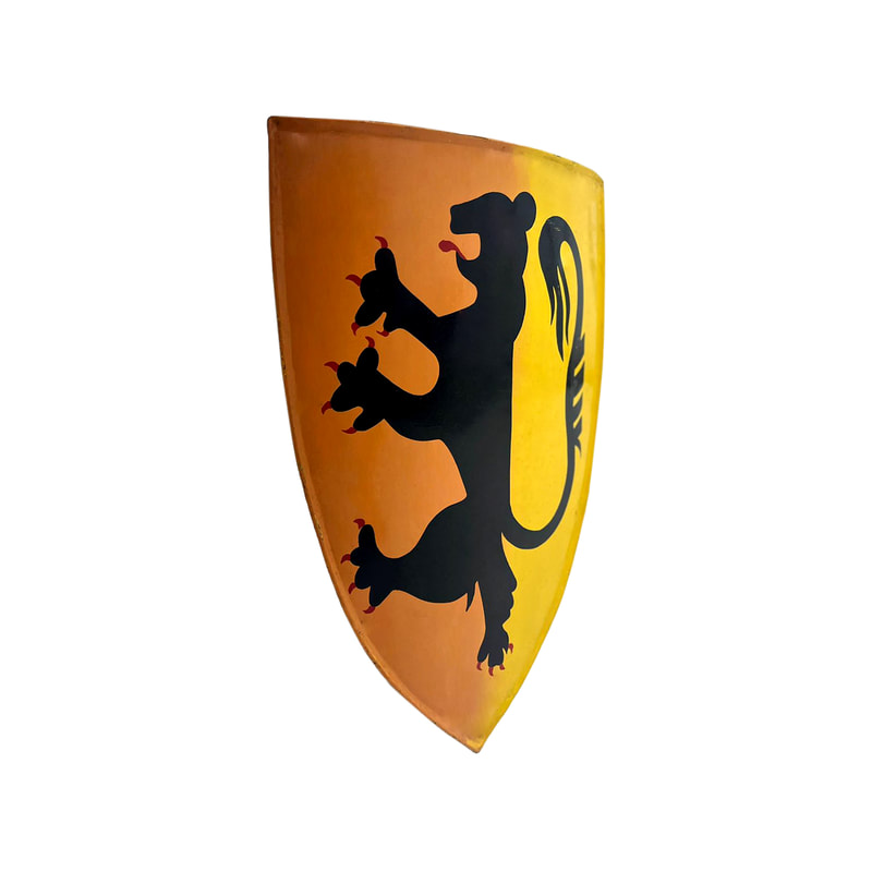 P-PH191-MC Type 1 metal medieval shield with single lion
