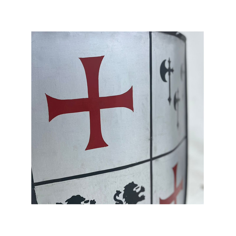 P-PH193-MC Type 1 metal medieval shield with quartering 