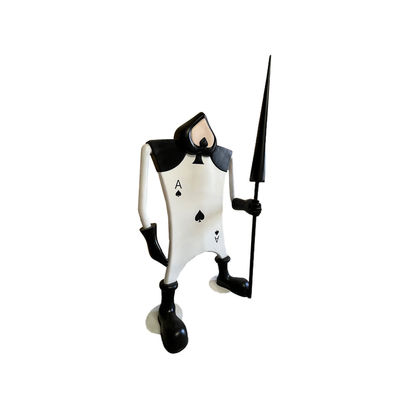P-PH202-BW playing card guard with staff in black spade