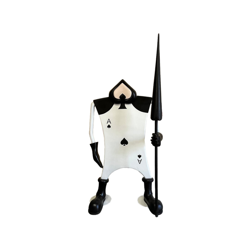 P-PH202-BW playing card guard with staff in black spade