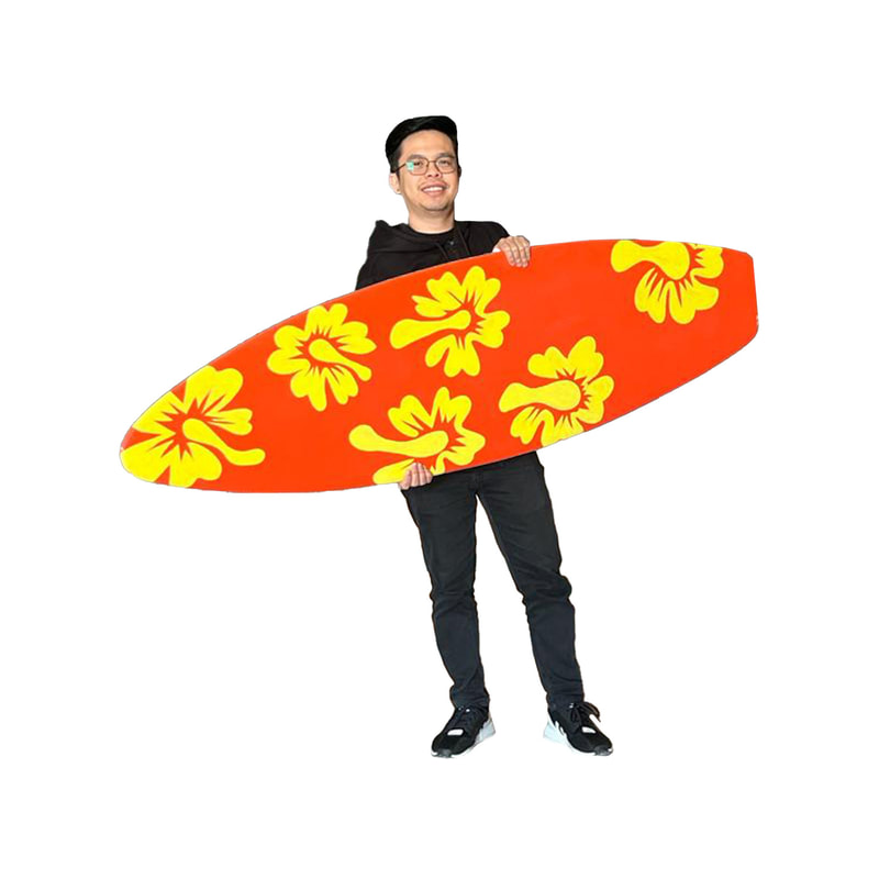 P-PH204-MC Type 1 surfboard in red and yellow