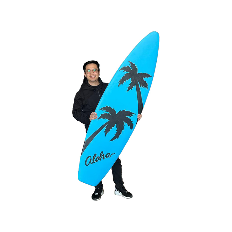 P-PH205-MC Type 2 surfboard in black and blue