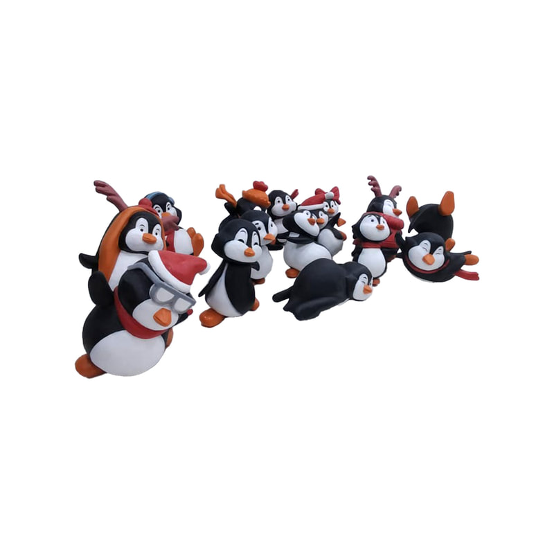 P-PH240-MC Set of 15 playful penguin characters