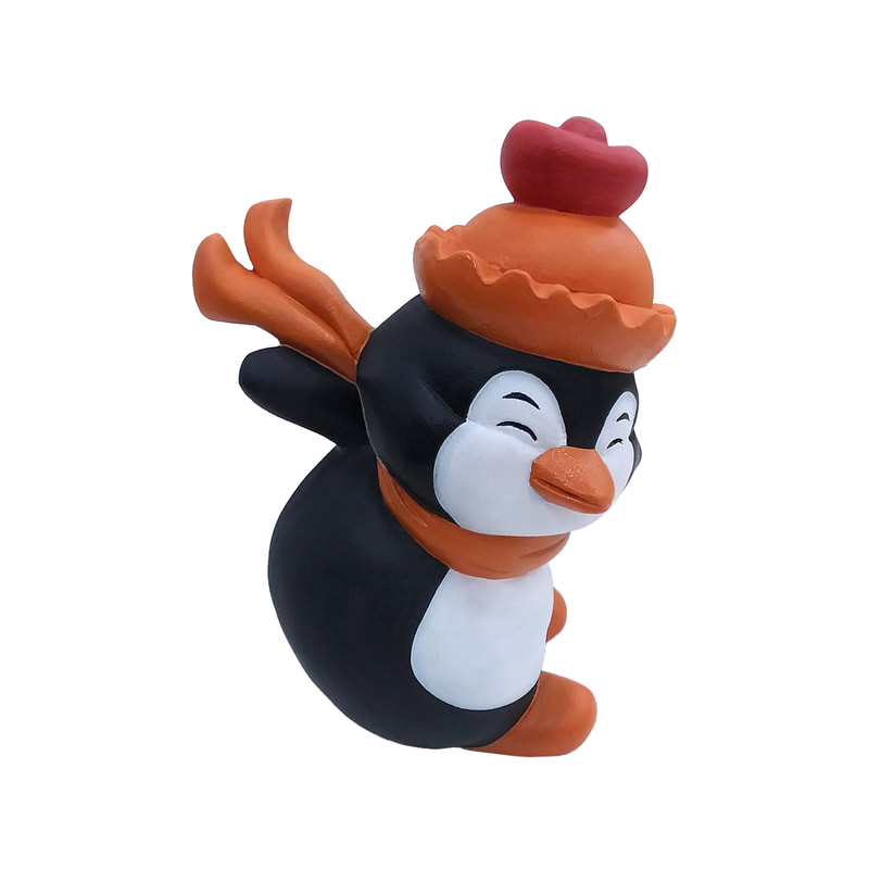 P-PH241-MC Type 1 penguin with orange hat and scarf