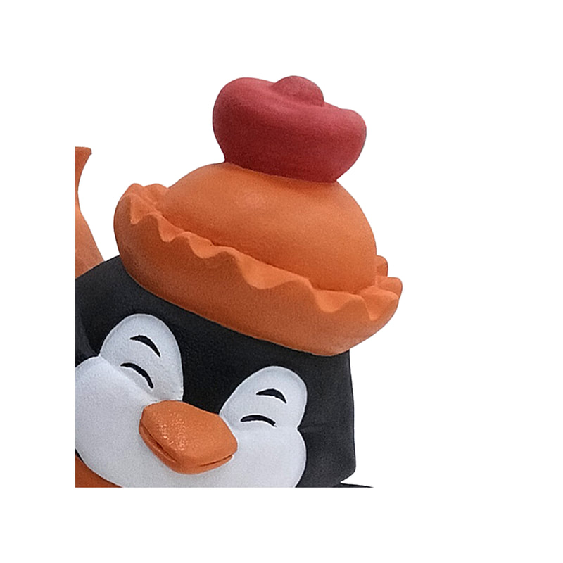 P-PH241-MC Type 1 penguin with orange hat and scarf