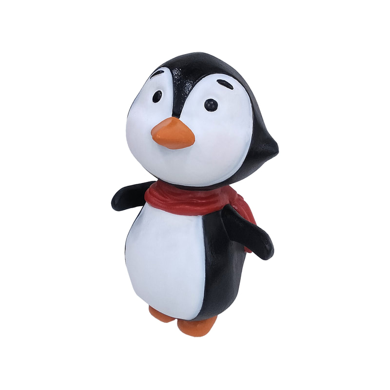P-PH243-MC Type 3 penguin standing with red scarf