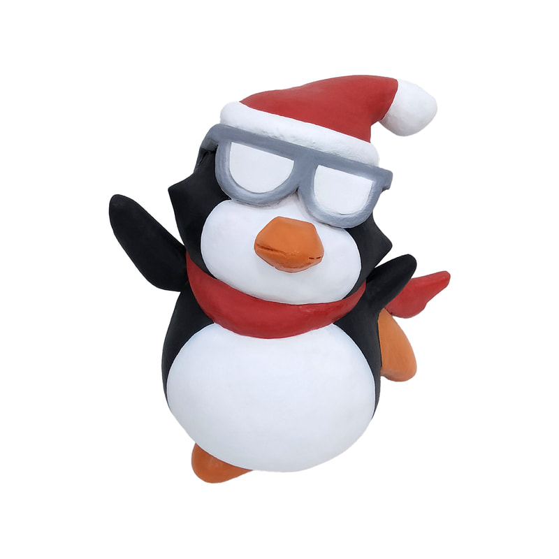 P-PH245-MC Type 5 penguin with sunnies and santa hat