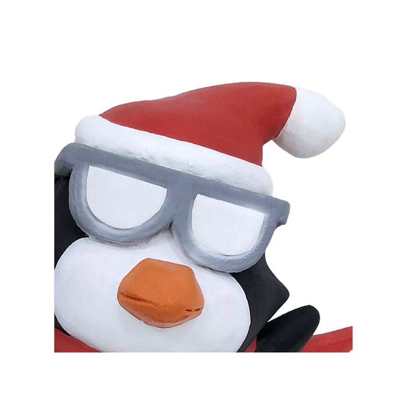 P-PH245-MC Type 5 penguin with sunnies and santa hat