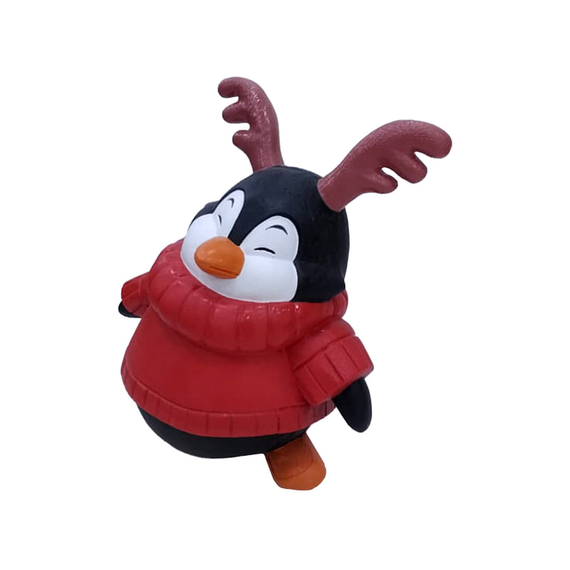 P-PH248-MC Type 8 penguin with antlers wearing red jumper