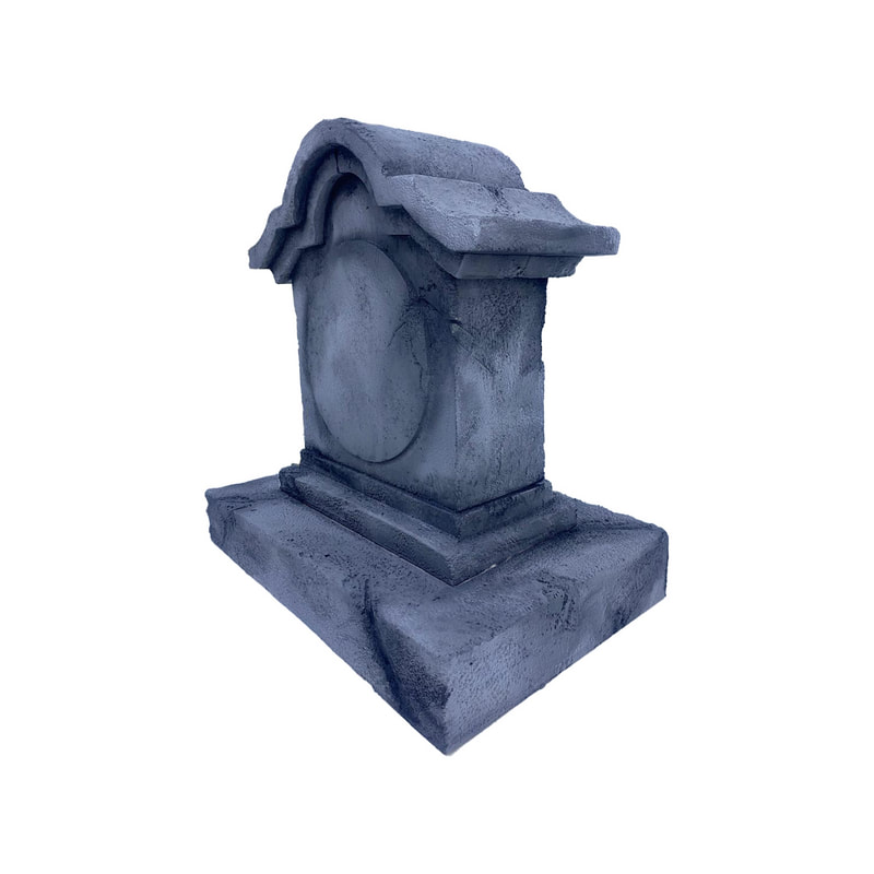 P-PH295-DG Type 6 gravestone with round name plate on slopped base