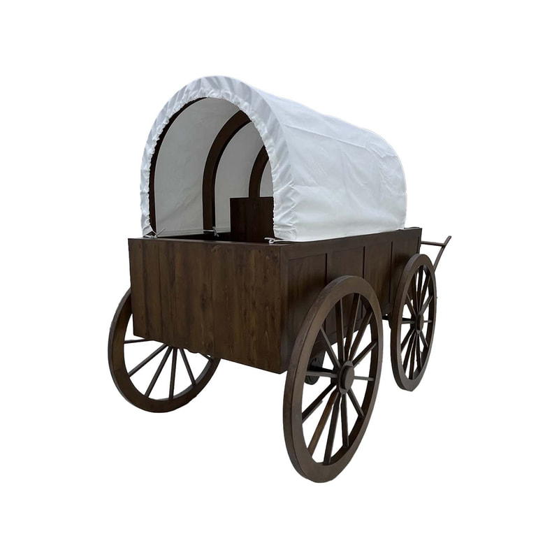 P-PH401-DW 235cm Wagon in dark wood finish with white canopy