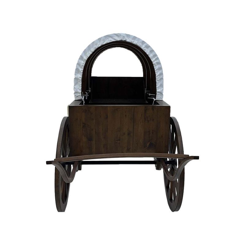 P-PH401-DW 235cm Wagon in dark wood finish with white canopy