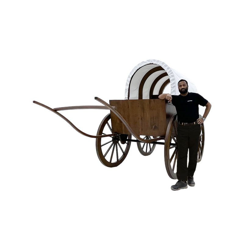 P-PH401-DW 235cm Wagon in dark wood finish with white canopy