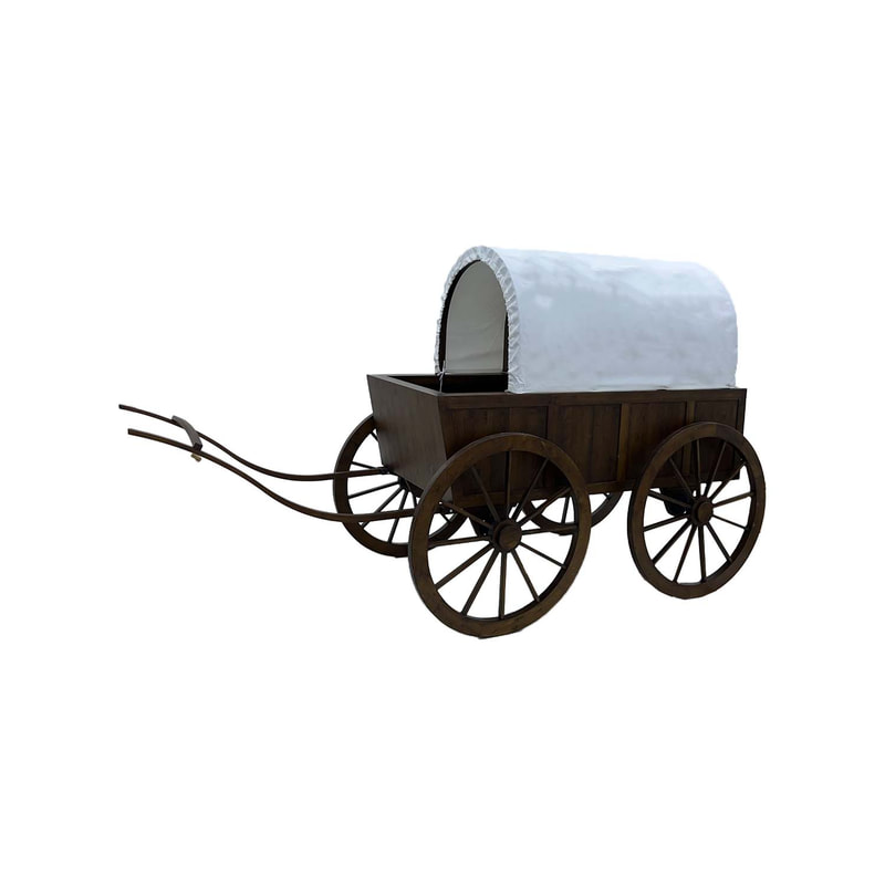 P-PH401-DW 235cm Wagon in dark wood finish with white canopy