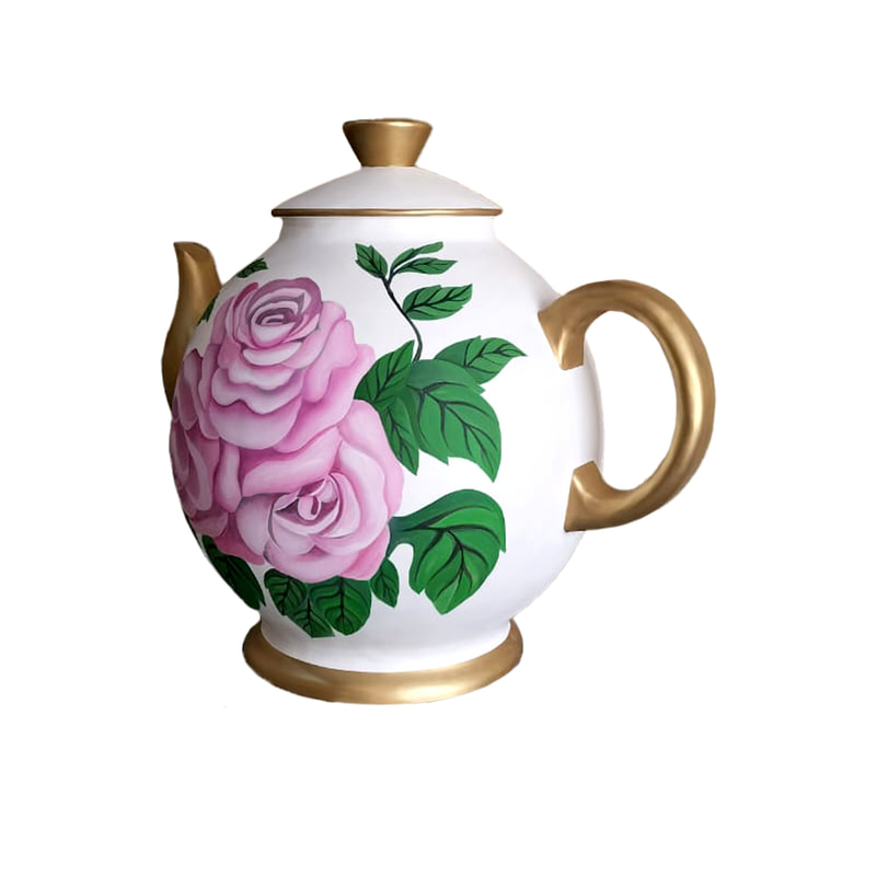 P-PH404-MC 155CM giant tea pot with classic rose design