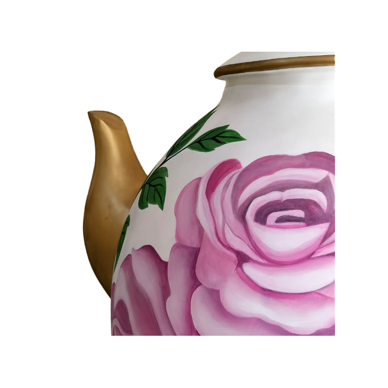 P-PH404-MC 155CM giant tea pot with classic rose design