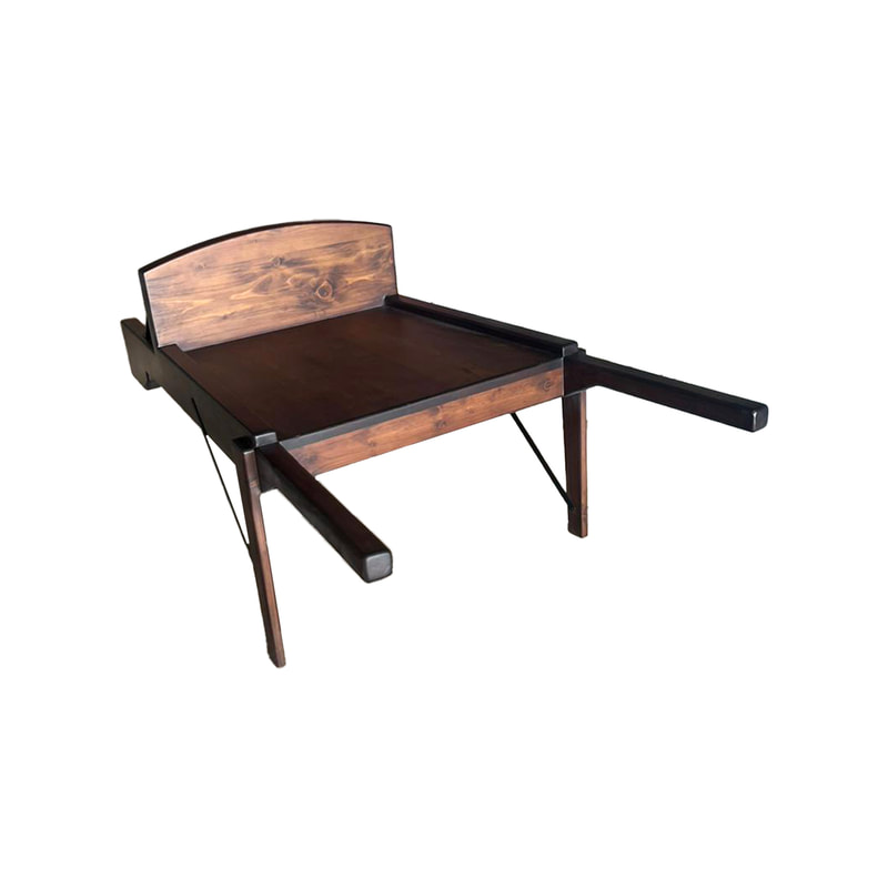 P-PH407-DW 170cm wheel barrow in dark wood