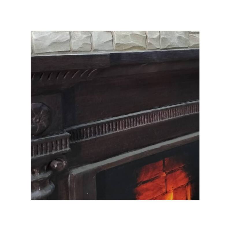P-PH411-LI 260cm fireplace with wooden mantle and stone chimney