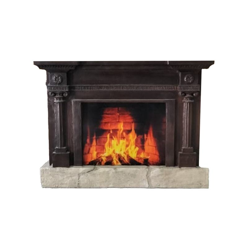 P-PH412-LI 160cm fireplace with wooden mantle on stone hearth