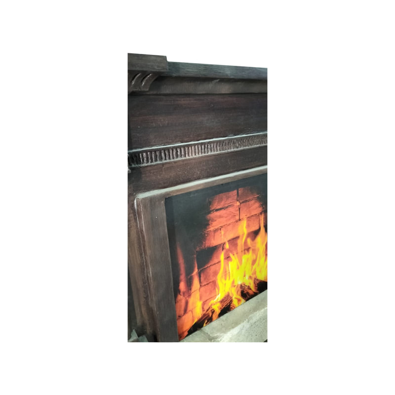 P-PH412-LI 160cm fireplace with wooden mantle on stone hearth