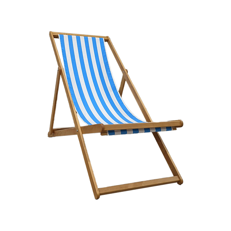 P-TH438-UW 250cm giant beach chair with blue and white striped fabric