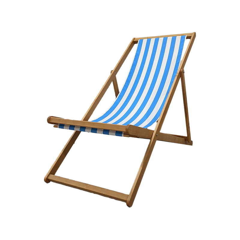 P-TH438-UW 250cm giant beach chair with blue and white striped fabric