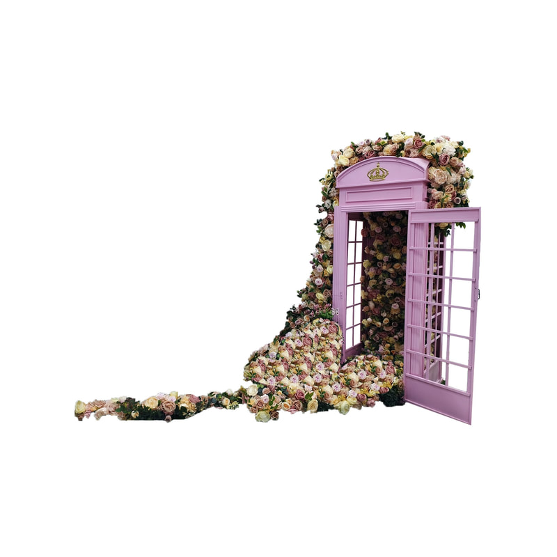 P-PK136-PI 220cm high telephone booth with flowers