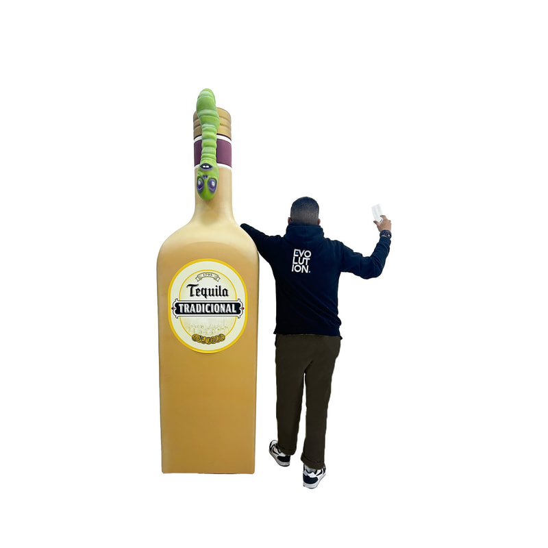 P-PK185-MC Giant Tequila Bottle with worm - 245cm - Multicolour 