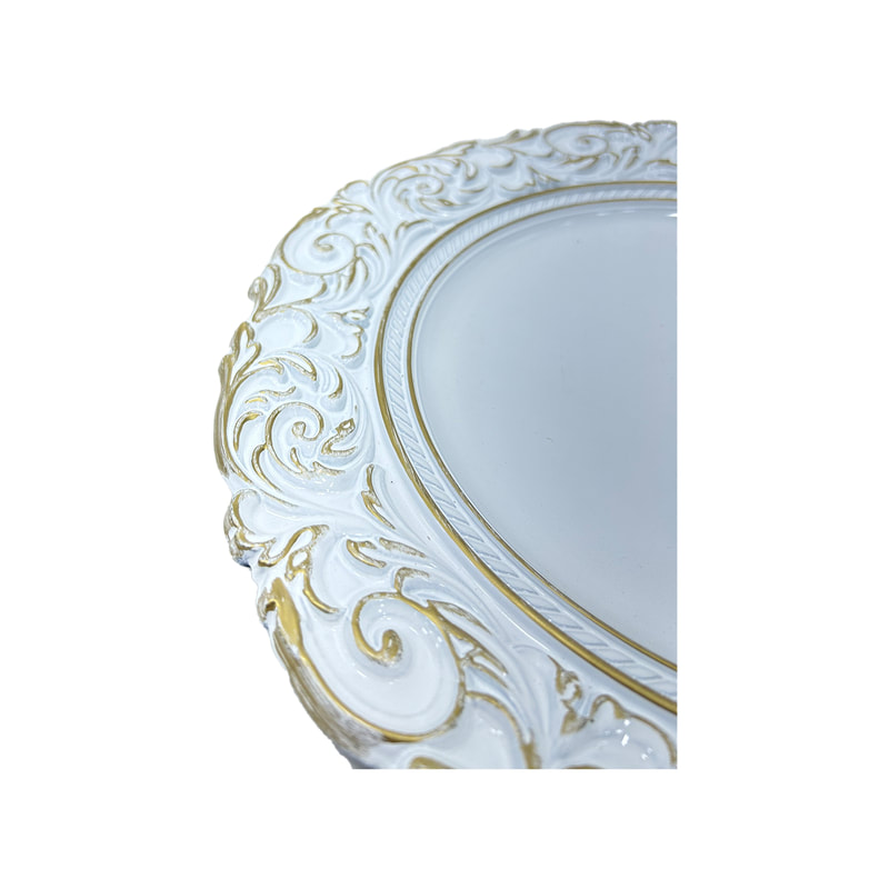  P-PM104-WW 35cm Shabby ornate wooden placemat with white wash