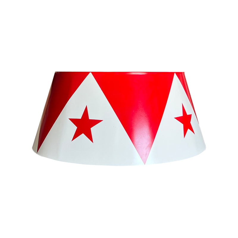P-PN815-RW Type 2 circus plinth, round in red and white with star