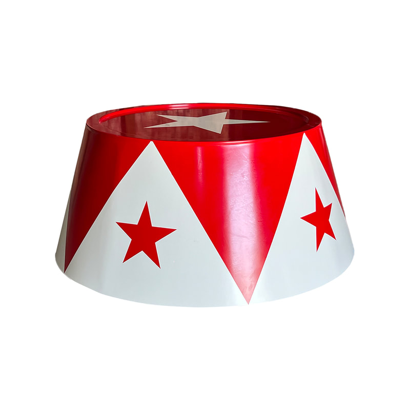 P-PN815-RW Type 2 circus plinth, round in red and white with star