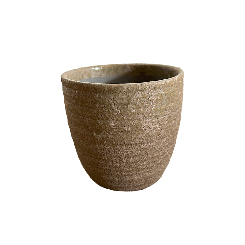 P-PT102-TC 11cm dia Louis textured plastic plant pot in terracotta colour