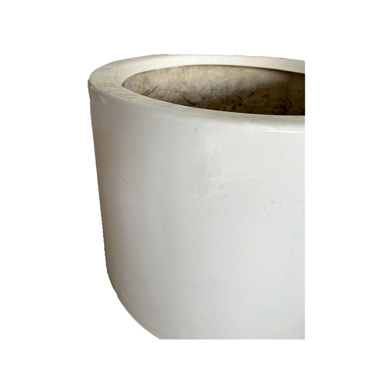 P-PT107-WH 40cm dia Jardin  round white plant pot