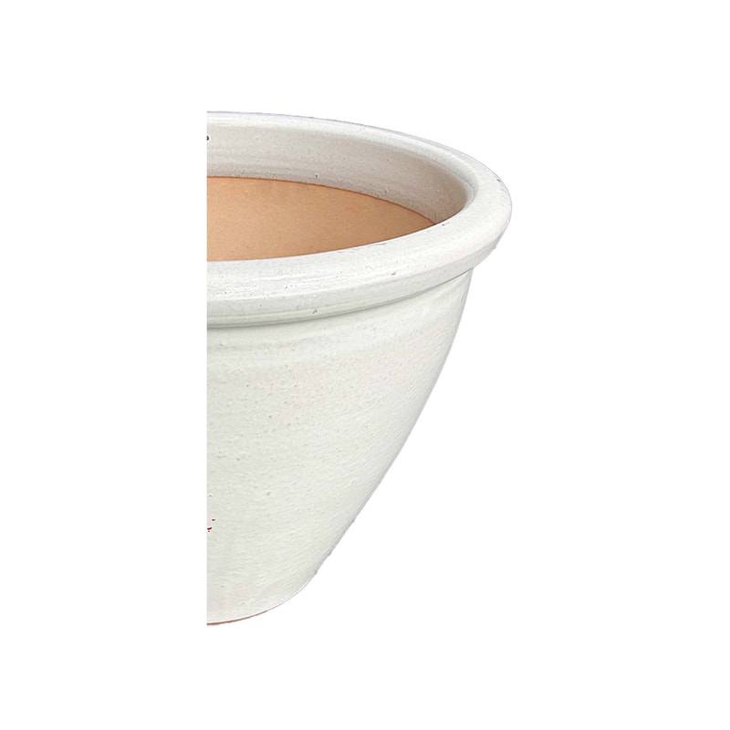 P-PT110-BE 37cm dia Granada shaped beige clay glazed plant pot