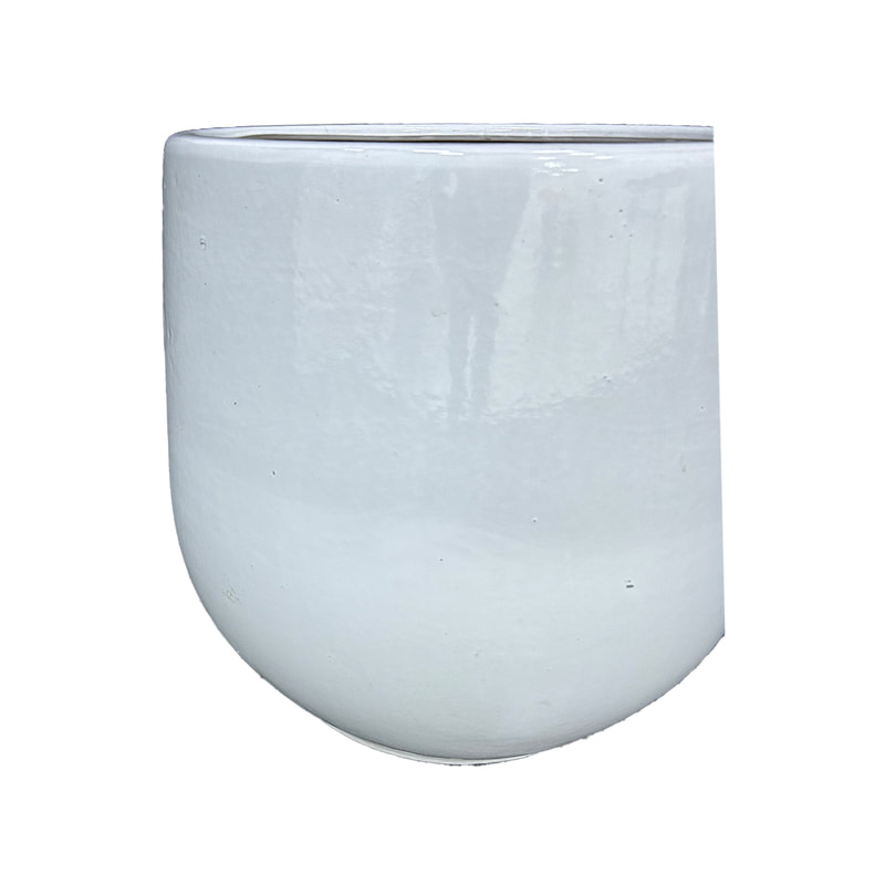 P-PT111-WH 38cm dia Fairchild white round glossy sized plant pot