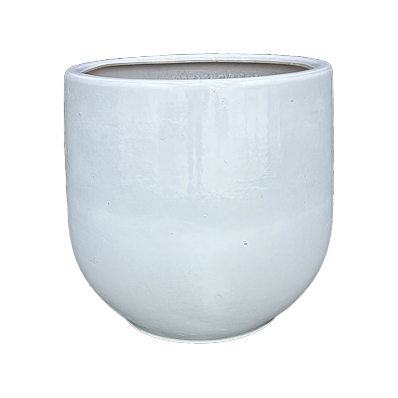 P-PT111-WH 38cm dia Fairchild white round glossy sized plant pot