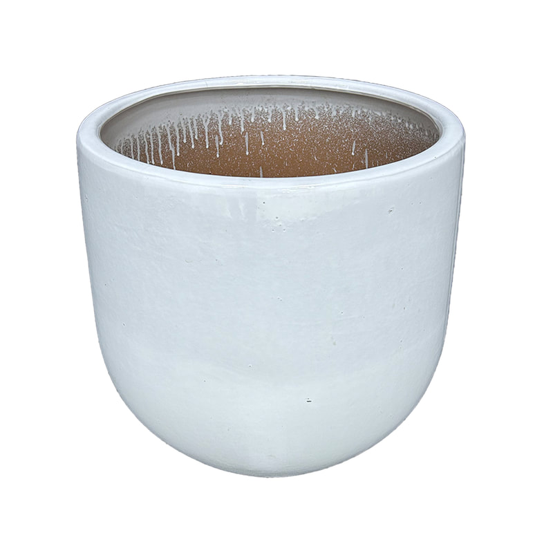 P-PT111-WH 38cm dia Fairchild white round glossy sized plant pot